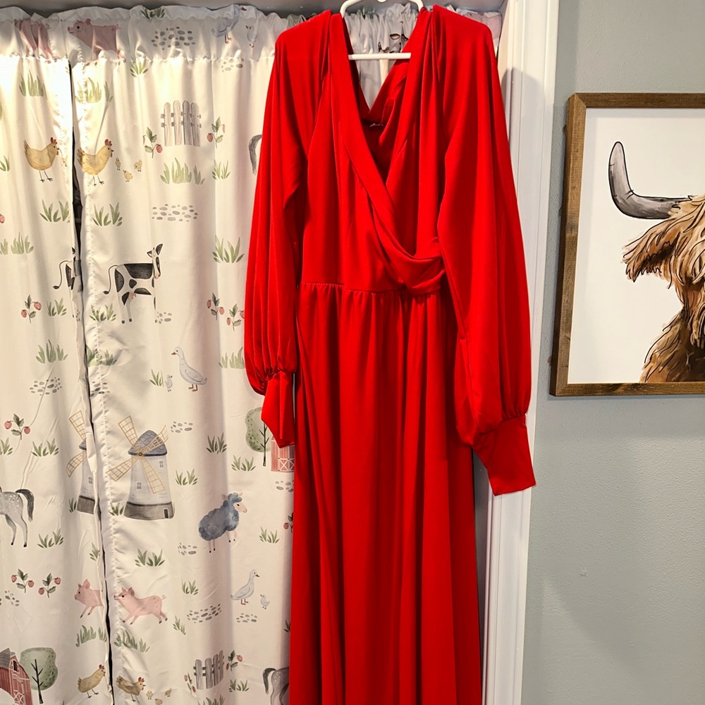 Long sleeve red maternity dress